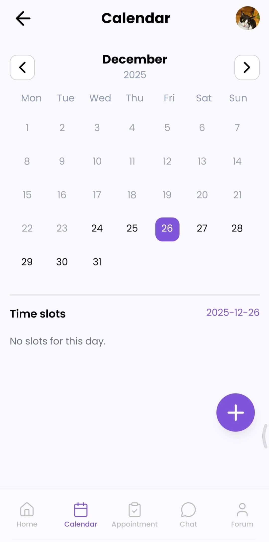 SoulSpace expert calendar screen