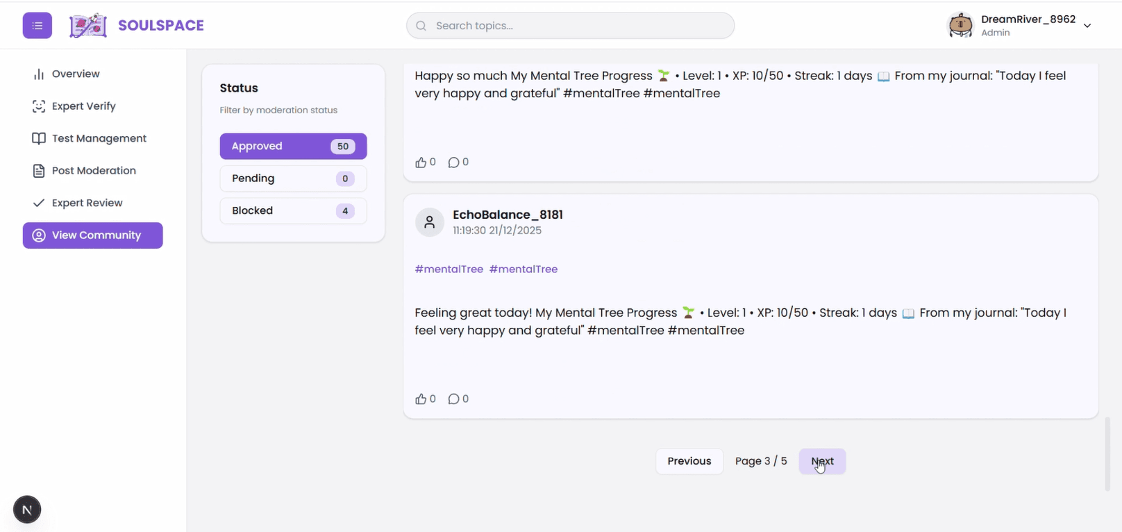 SoulSpace FE Admin community management
